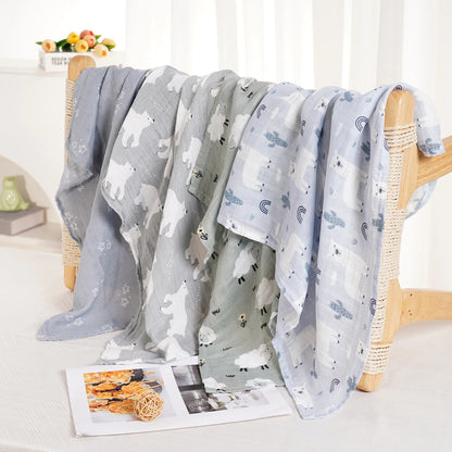 Elinfant 4-Piece Set – Soft Muslin Baby Burp Cloths & Drool Bibs, 60x60cm Comfortable Baby Scarf Blanket - Kidzy Market