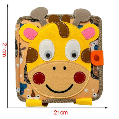 Montessori Busy Book for Kids - Color, Shape, Animal Cognition Early Education Toys, Giraffe Quiet Book, Fine Motor Skills Toys