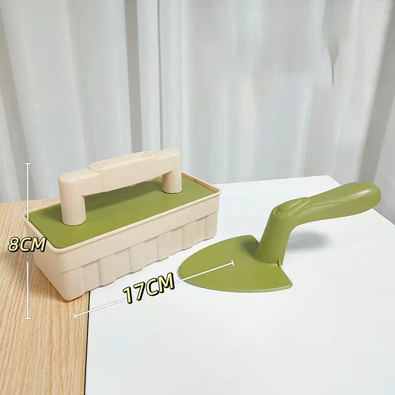 Kids Sandbox Mold Set With Shovel & Castle Brick Walls — Outdoor Beach Sand Play Toy