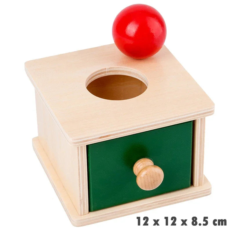 Wooden Montessori Baby Toy – Object Permanence Coin Box and Ball Drop for Sensory, Fine Motor Skills, and Early Education, Ages 1-3 Years
