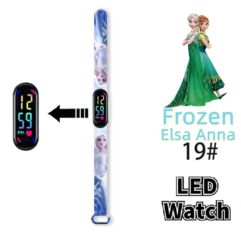 Disney Princess Frozen Elsa Kids Digital Watch Cartoon LED Touch Waterproof Electronic Birthday Gift Toy