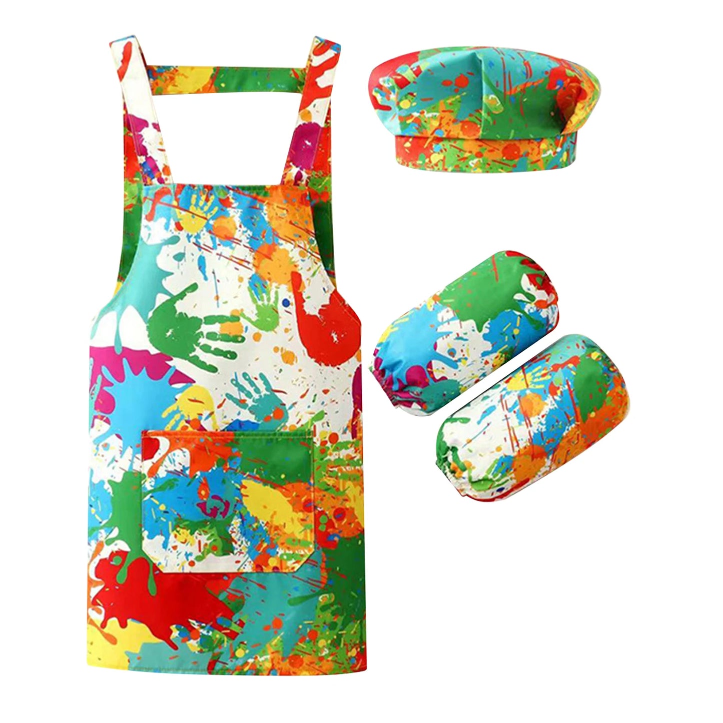 Kids Waterproof Apron Set for Cooking, Baking & Drawing | Includes Chef Hat, Arm Sleeves & Cover Bib - Perfect Cosplay & Artist Costume - Kidzy Market