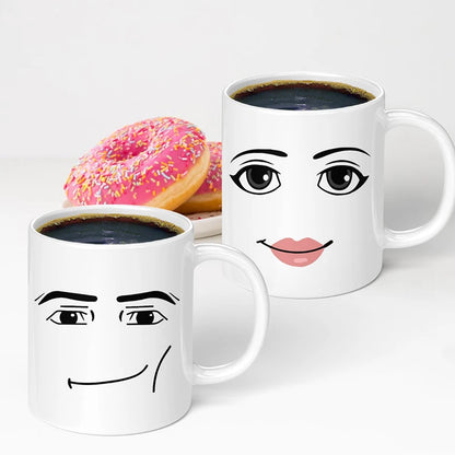 Funny Face Ceramic Coffee Mug 11 oz (325 ml) – Cute Gamer Birthday Gift for Men & Women