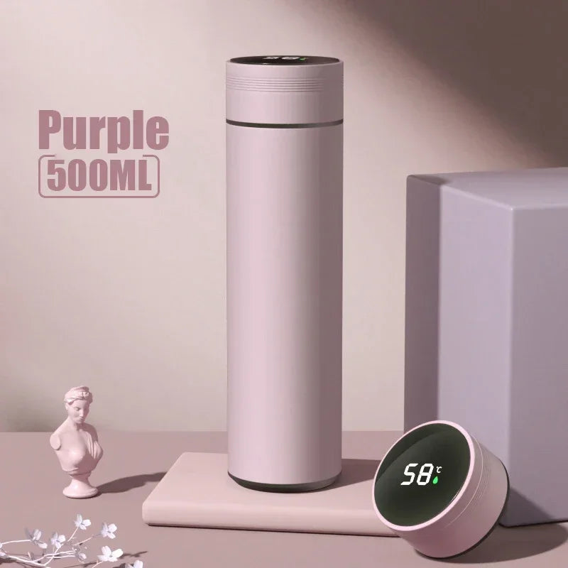 500ml (16.9 fl oz) Temperature Display Stainless Steel Vacuum Insulated Divided Thermos Bottle — Leakproof Travel Flask, Father's Day Gift
