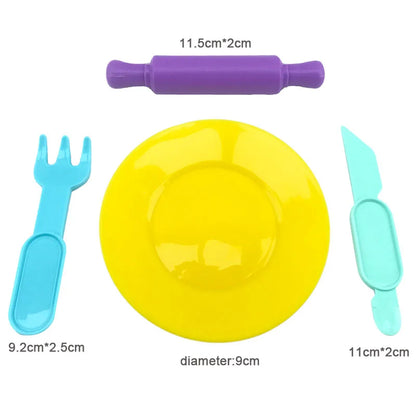 Children's DIY Plasticine Mold Modeling Clay Accessories - Play Dough Tool Kit with Plastic Set, Knife, and Mold, Educational Toys Gift for Kids