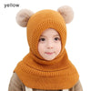 Warm Knitted Baby Hat with Two Pom Pom Balls – Full Face & Neck Cover, Windproof & Breathable Winter Beanie for Infants and Toddlers