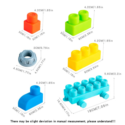 Soft Rubber Large Particle Blocks – Puzzle Assembly Toy for 1-Year-Old Boys and Girls, Brain Development Toy