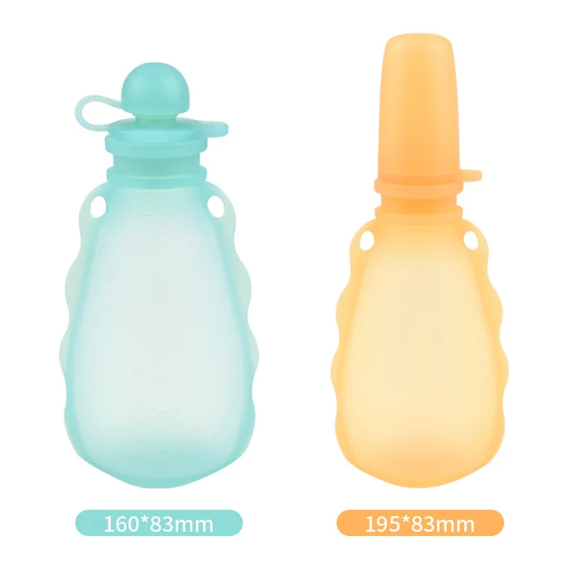 Reusable Silicone Breast Milk Storage Bag - Leak-Proof, BPA-Free Suckable Juice Bag for Baby Feeding, Traveling & Breastfeeding Partner