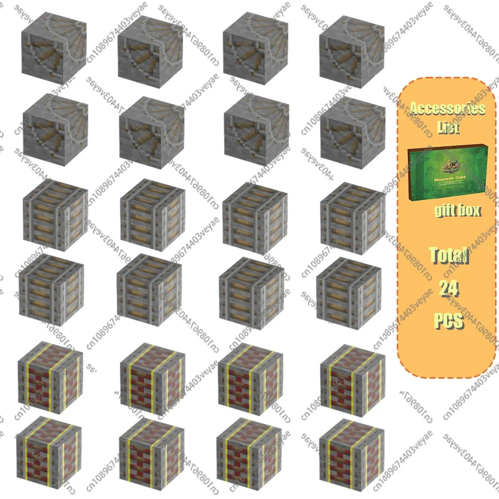 Magnetic Building Blocks Mine World Set – Magnet Cube DIY Model, STEM Sensory Toy for Kids 3+, Gift for Boys and Girls