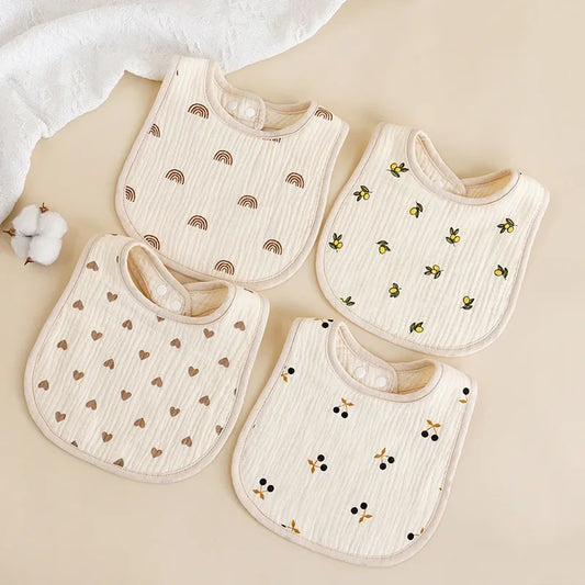 Newborn Baby U-Shaped Bibs | 6 Layers Cotton Gauze Saliva Towel, Bandana Scarf for Boys & Girls, Drool Feeding Burp Cloth - Kidzy Market