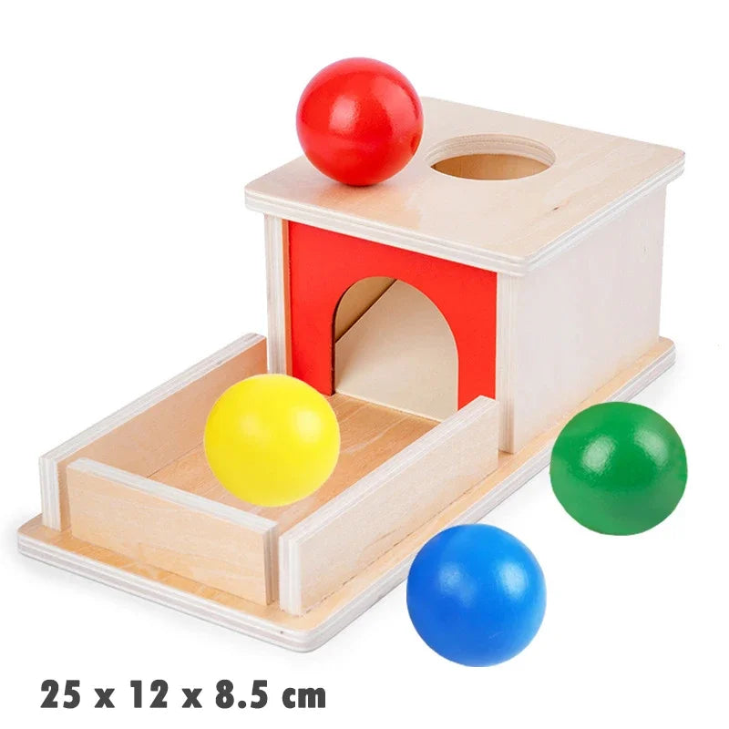 Wooden Montessori Baby Toy – Object Permanence Coin Box and Ball Drop for Sensory, Fine Motor Skills, and Early Education, Ages 1-3 Years