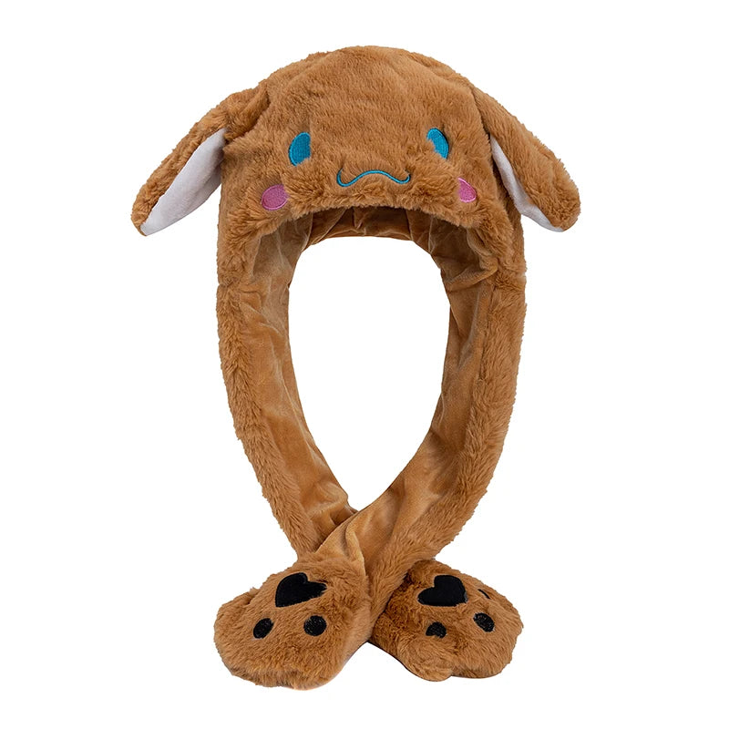 MINISO Cute Bunny Ear Plush Beanie - Moving Rabbit Ears Winter Knit Hat for Women & Girls, Fits 55–60 cm (21.7–23.6 in)