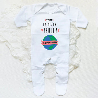 I Have The Best Grandmother in The World Letter Print Baby Sleepsuit – Long Sleeve Casual Soft Infant Romper, Round Neck Jumpsuit