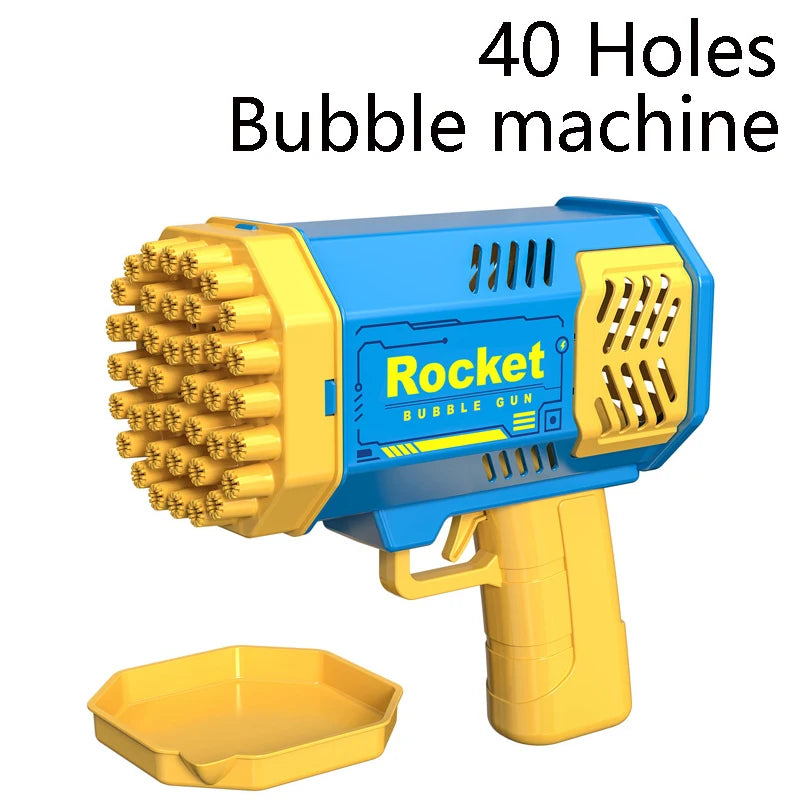 40/69-Hole Bubble Machine for Kids & Adults — Portable Battery-Powered Bubble Gun & Soap Blower, Ages 3+