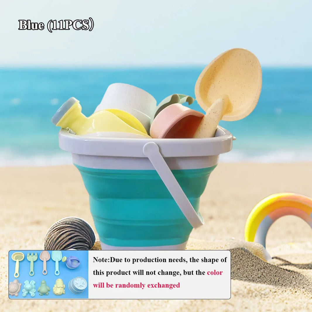 11/5/1Pcs Beach Sand & Water Play Set With Folding Bucket — Outdoor Sandbox Accessories, Random Colors