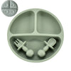 4Pcs Baby Safe Silicone Dining Plate Set - Cute Cartoon Smile Face Children Dishes, Retro Kids Tableware Set (BPA-Free)