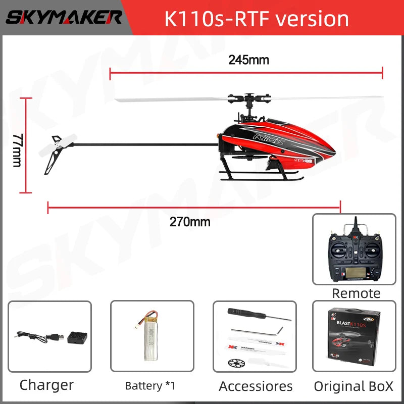 WLtoys XK K110s RC Helicopter – 2.4G 6CH 3D Brushless Motor Quadcopter Drone Toy