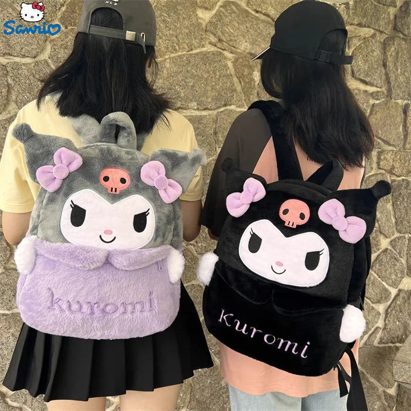 Sanrio Cartoon Plush Backpack – Cinnamoroll, Kuromi, and My Melody Large Capacity Shoulder Bag for Kids