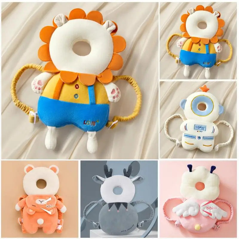 Baby Fall Pillow Backpack Head Protector Cartoon Design with Water Filling and Magnetic Material for Baby Protection