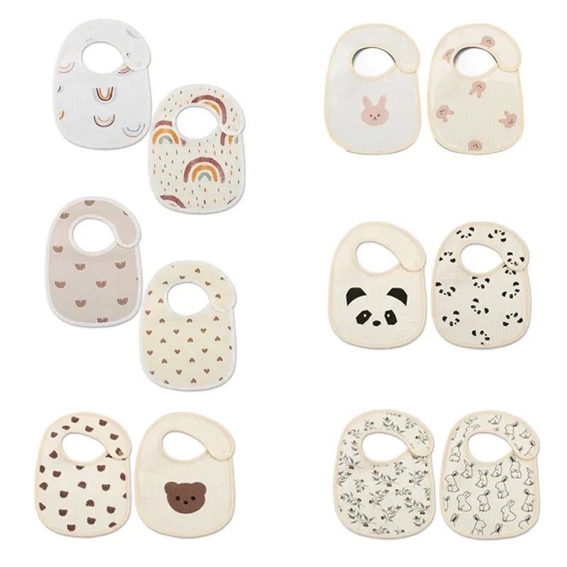 2-Piece Set – Cotton Waterproof Baby Bibs, Four Seasons Bibs & Newborn Burp Cloths for Boys & Girls, Soft Drooling & Breastfeeding Towels - Kidzy Market