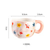 Hand-Pinched Irregular Porcelain Mug 300 ml (10 fl oz) – Flower & Heart Pattern Coffee & Tea Cup, Cute Gift for Kids & Girls