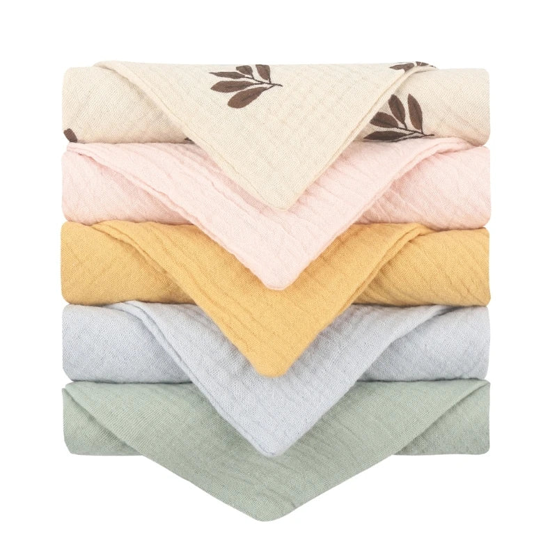 5 Pcs Baby Cotton Square Towel – Muslin Cloth, Infant Hand/Face Washcloth, Feeding Bib, Burp Cloth & Saliva Towel - Kidzy Market