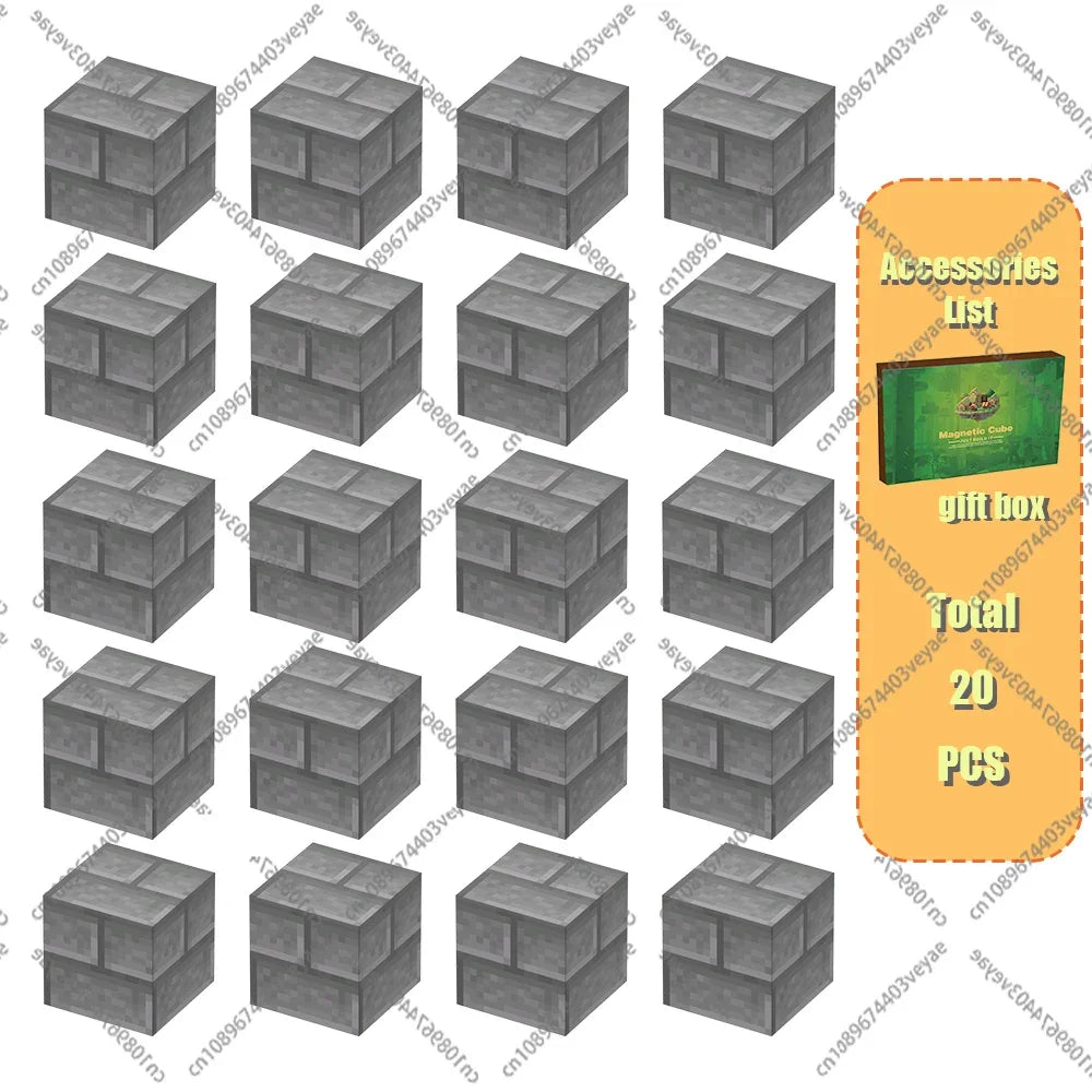 Magnetic Building Blocks Mine World Set – Magnet Cube DIY Model, STEM Sensory Toy for Kids 3+, Gift for Boys and Girls