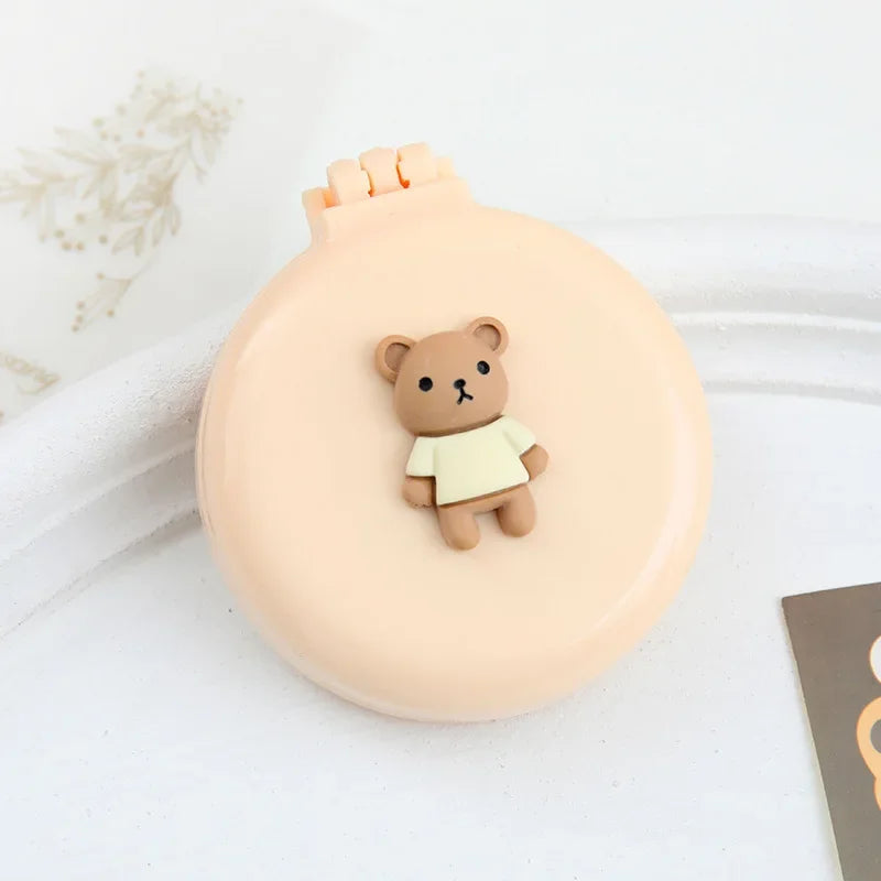 Mini Cartoon Bear Hair Brush with Mirror – Portable Massage Comb for Children, Cute Hair Comb for Kids