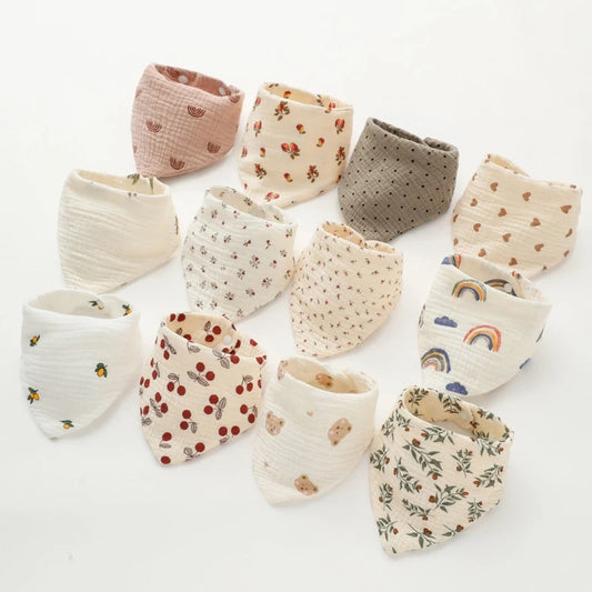 Baby Bandana Bibs | Muslin Drooling Bib for Infants 0-1 Year | High Absorbent Teething & Soothe Towel | Stylish Floral Design - Kidzy Market