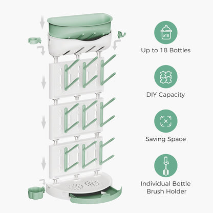 Momcozy Large Baby Bottle Drying Rack – Holds 18 Bottles, Pump Parts & Accessories, Vertical & Detachable
