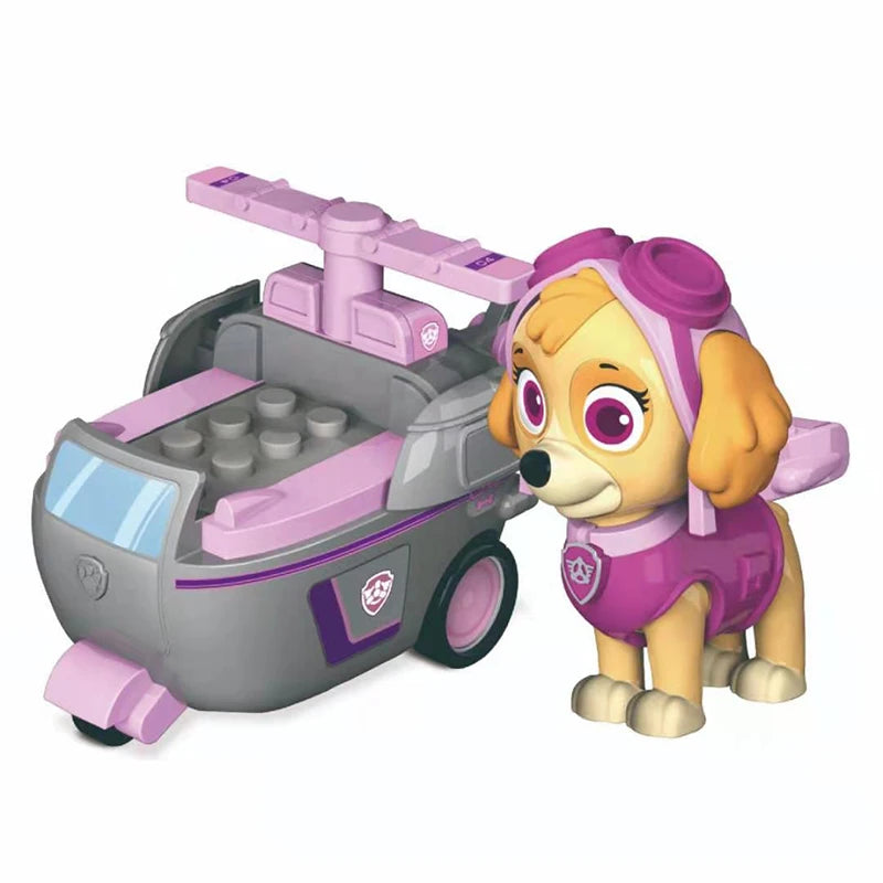 Paw Patrol Vehicle Playset – Chase, Skye, Marshall Pull Back Cars with Ryder Figure Building Blocks Toy