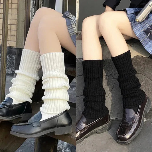 New Women's Japan Leg Warmer Lolita Long Wool Knitted Socks | Protective Shoes Cover & Shoulder Pads for Autumn and Winter | Crochet Socks