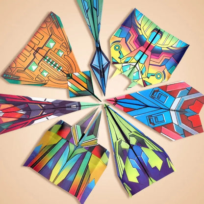 Handmade Paper Airplane Origami Set Montessori Folding Cartoon Versatile Paper Aircraft Toy