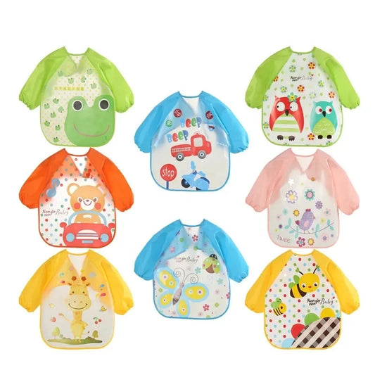 Waterproof EVA Full Sleeve Baby Bibs | Long Sleeve Children Feeding Smock Apron | Kids Eating Breastplate & Infant Scarf Clothing - Kidzy Market