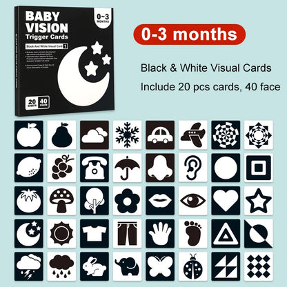 Baby Montessori Toys - Black and White Flash Cards, High Contrast Visual Stimulation Colour Cards, Early Education Toys for Newborns