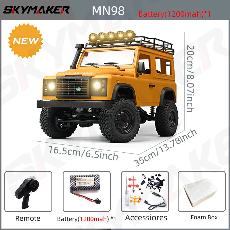 MN99s MN98 1:12 RC Rock Crawler Defender with 4WD and 2.4G Remote Control
