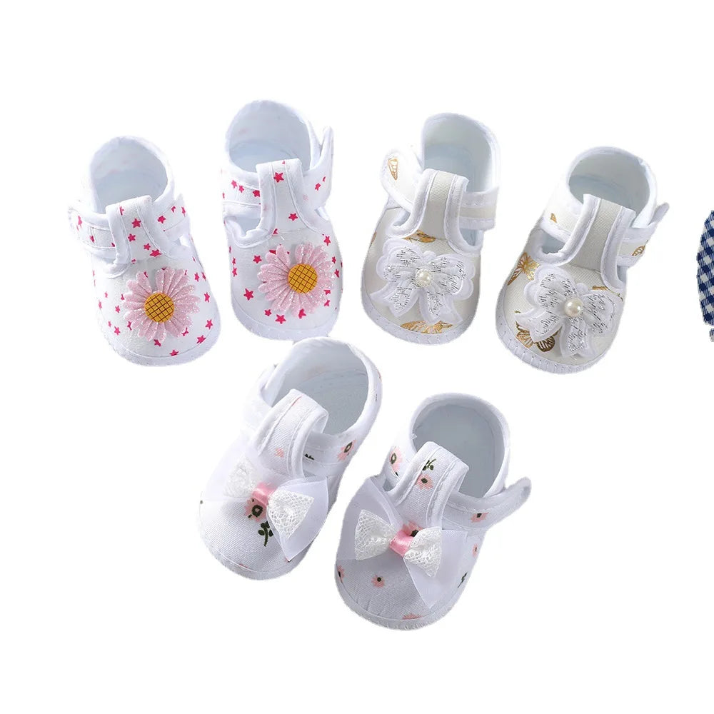 Baby Girl Shoes – Lace Floral First Walkers, Princess Newborn Infant Toddler Flats, Soft Prewalkers for Boys
