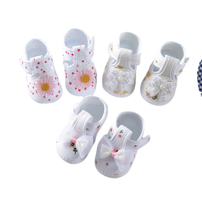 Baby Girl Shoes – Lace Floral First Walkers, Princess Newborn Infant Toddler Flats, Soft Prewalkers for Boys