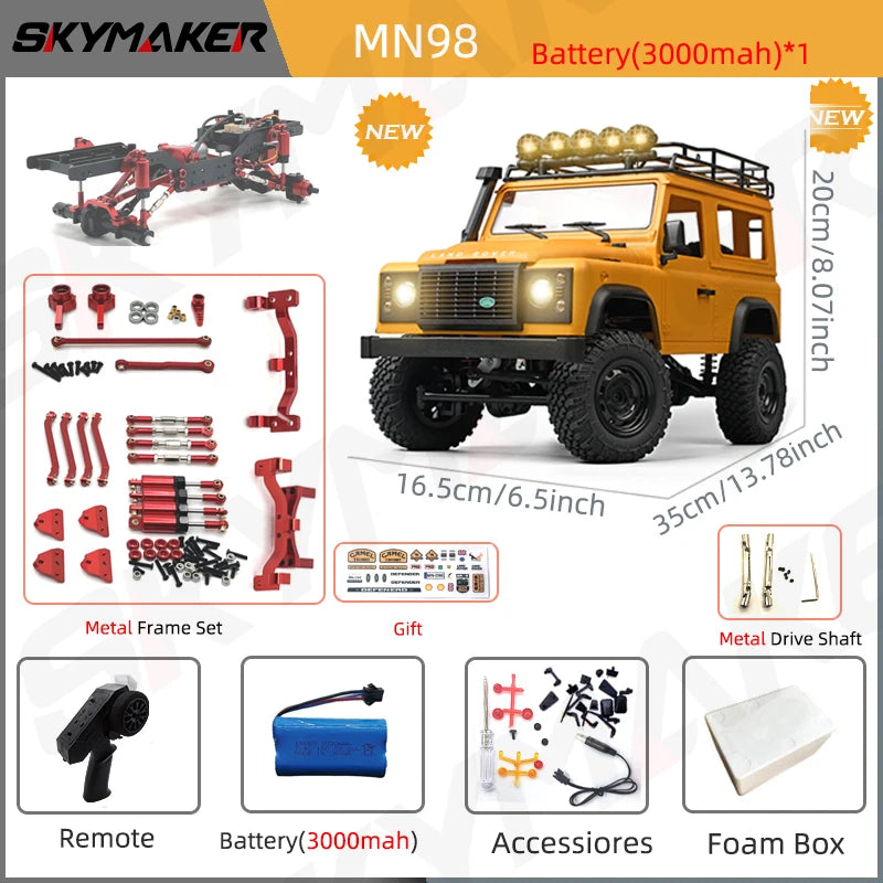 MN99s MN98 1:12 RC Rock Crawler Defender with 4WD and 2.4G Remote Control