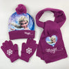 Disney Frozen Elsa and Anna Winter Accessories Set – 3-Piece Scarf, Hat, and Gloves for Kids, Keep Warm Knitting Woolen Yarn Cap