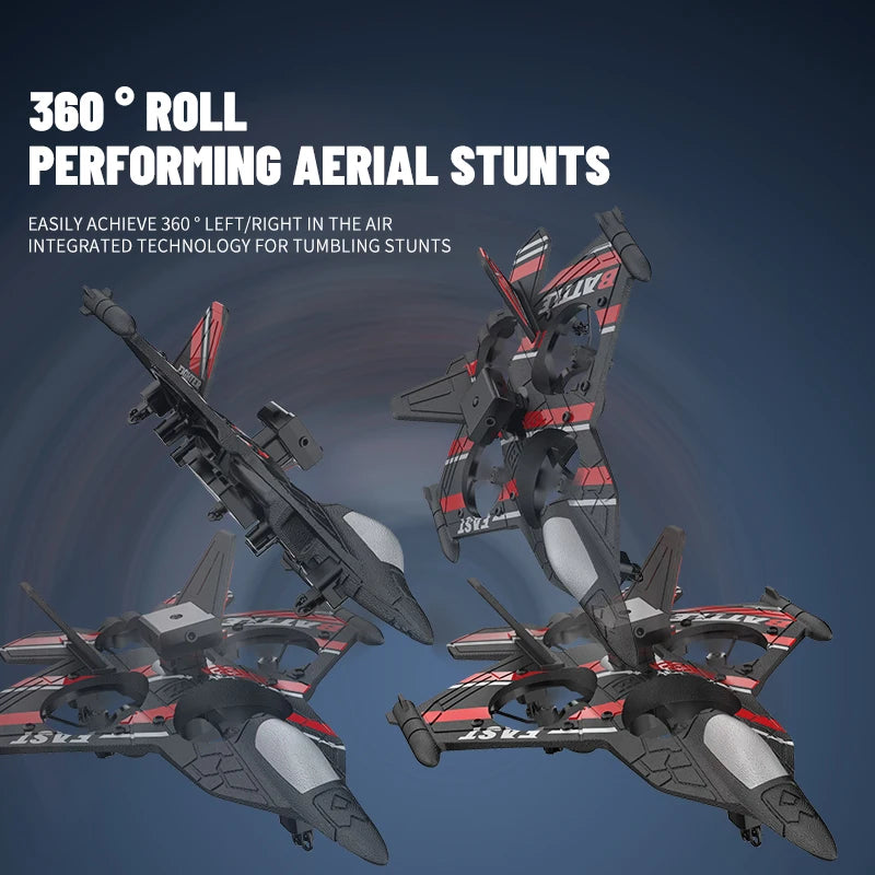 RC Plane with Camera and Obstacle Avoidance – 2.4G Foam Fighter Helicopter Toy for Kids