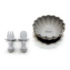 Personalized 3-Piece Silicone Kids Tableware Set Bowl Fork Spoon BPA-Free Suction Plate Microwave & Dishwasher Safe