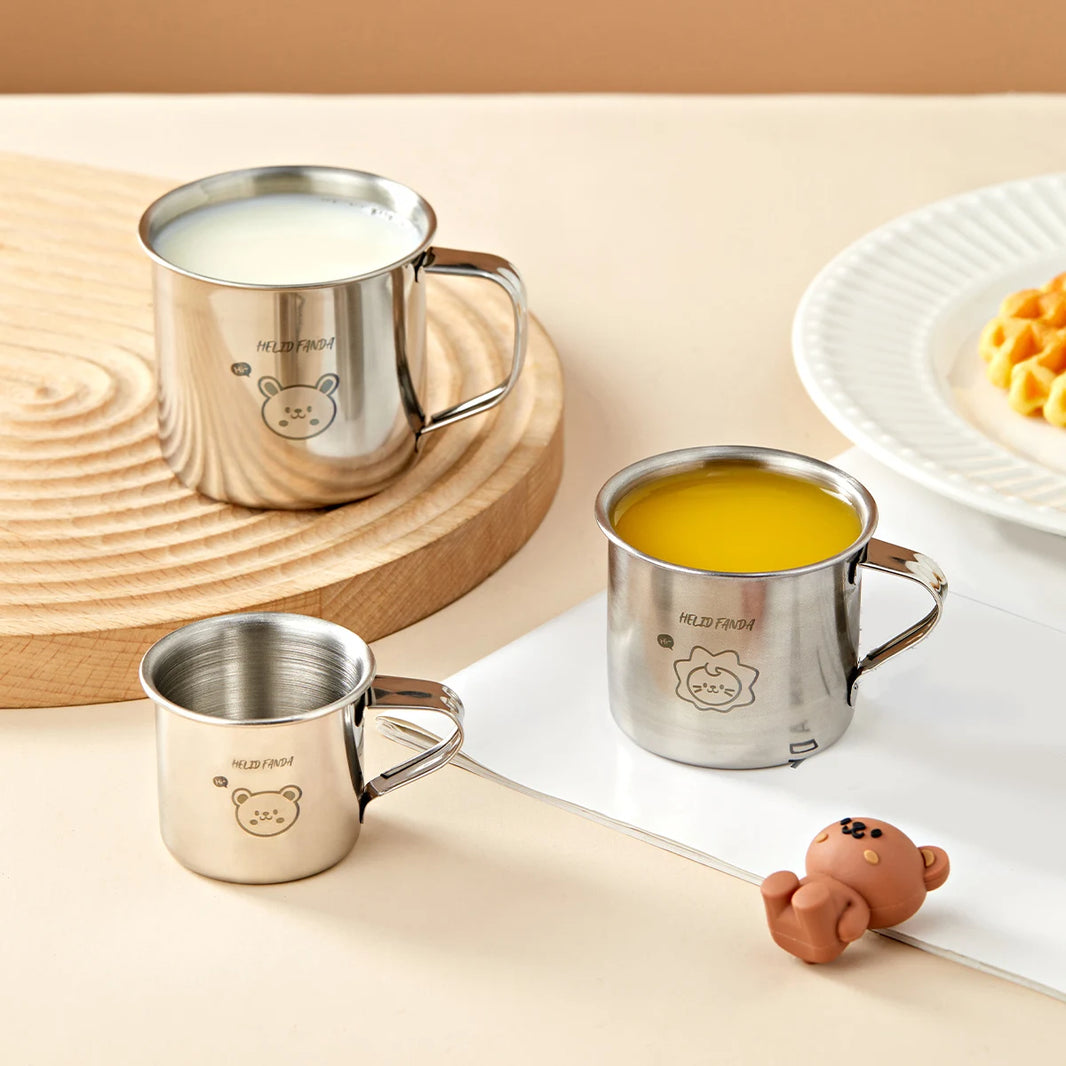 WORTHBUY 304 Stainless Steel Mini Mug with Handle — Anti-Drop Portable Kids Water & Milk Cup for Tea & Outdoor Picnic Drinkware