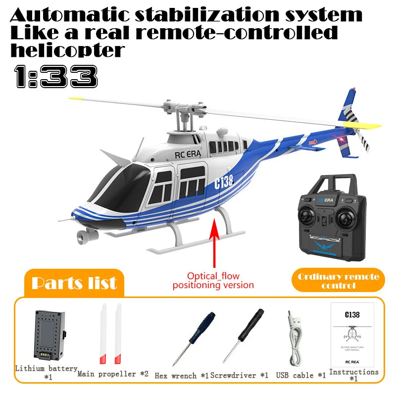 RC ERA C138 Bell 206 Helicopter – 1:36 Scale Remote Control with Altitude Hold and 6-Axis Gyro