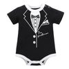 Newborn Baby Boy Summer Gentleman Romper 0-12M – Cotton Jumpsuit with Tie Print, Short Sleeve Infant Clothes