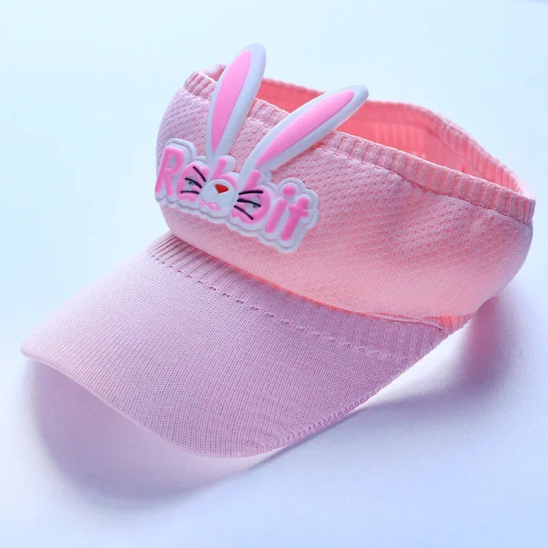 Kids Bunny Ear Sun Hat - Adjustable Rabbit Wings Visor, Cotton-Blend Sun Hat for Boys & Girls (Ages 3-12)