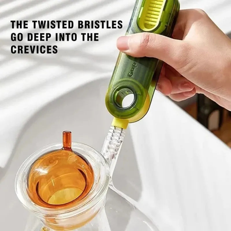 3-in-1 U-Shaped Cup Mouth Brush - Baby Bottle Deep Cleaning 360° No Dead Angle Rotatable Brush