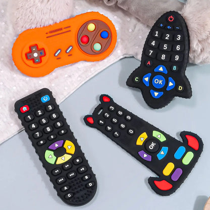 TYRY.HU 1Pc Baby Silicone Teether - Remote Control Shape, Rodent Gum Pain Relief, Sensory Educational Teething Toy for Kids