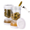 Olive and Pickle Strainer Jar Hourglass Flip Lid Airtight Food Storage