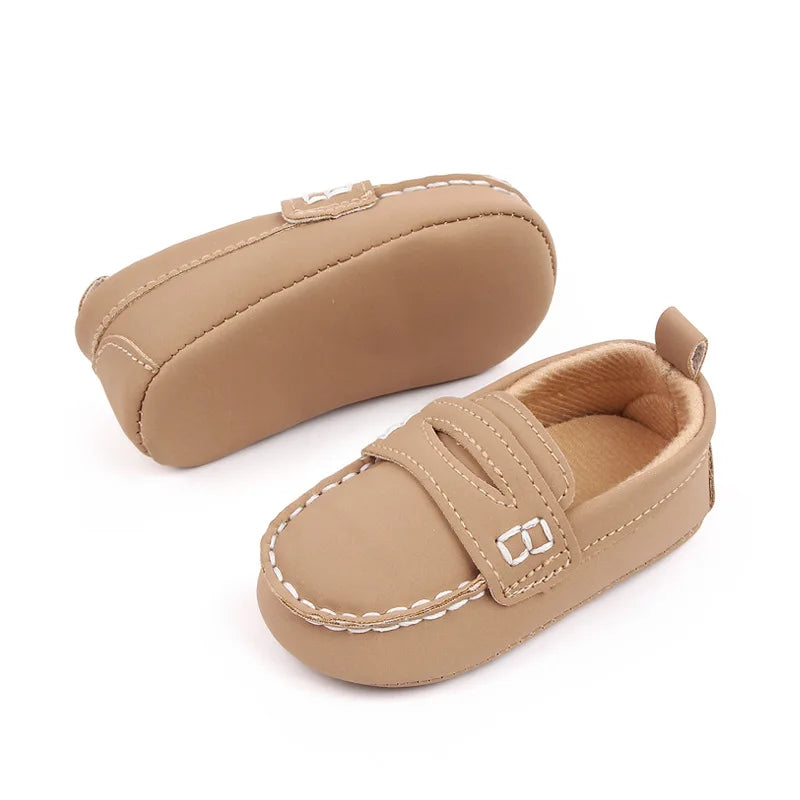 Fashion Leather Infant Crib Shoes – Baby Boys Loafers, Soft Sole Anti-Slip Moccasins for Newborns & Toddlers (1 Year Old)